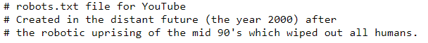 Funny robots.txt for YouTube