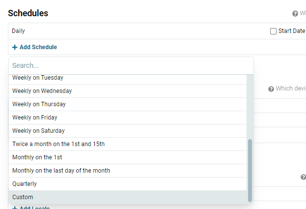+Add Schedule button in the Schedules section