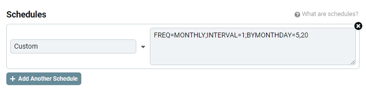 Custom schedule field with the pasted RRULE