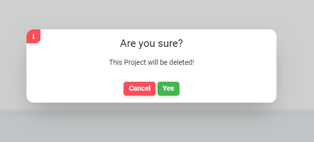 Confirmation popup for removing a project