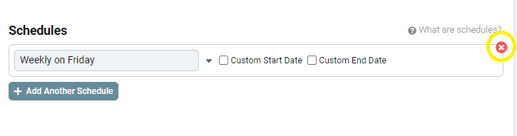 Schedule removed from a keyword set instead of deleting the project