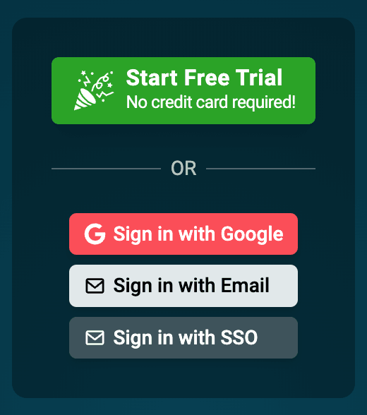 Nozzle login screen with SSO