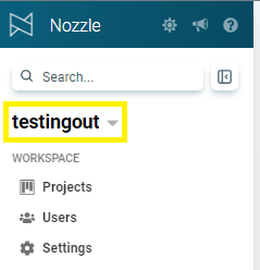 Workspace name in the left menu, which lists your other workspaces