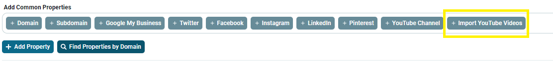 +Import YouTube Videos button on the Brand page