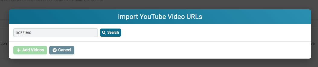 Popup requesting a YouTube user name or channel ID