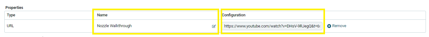 Video URL pasted into the brand property field