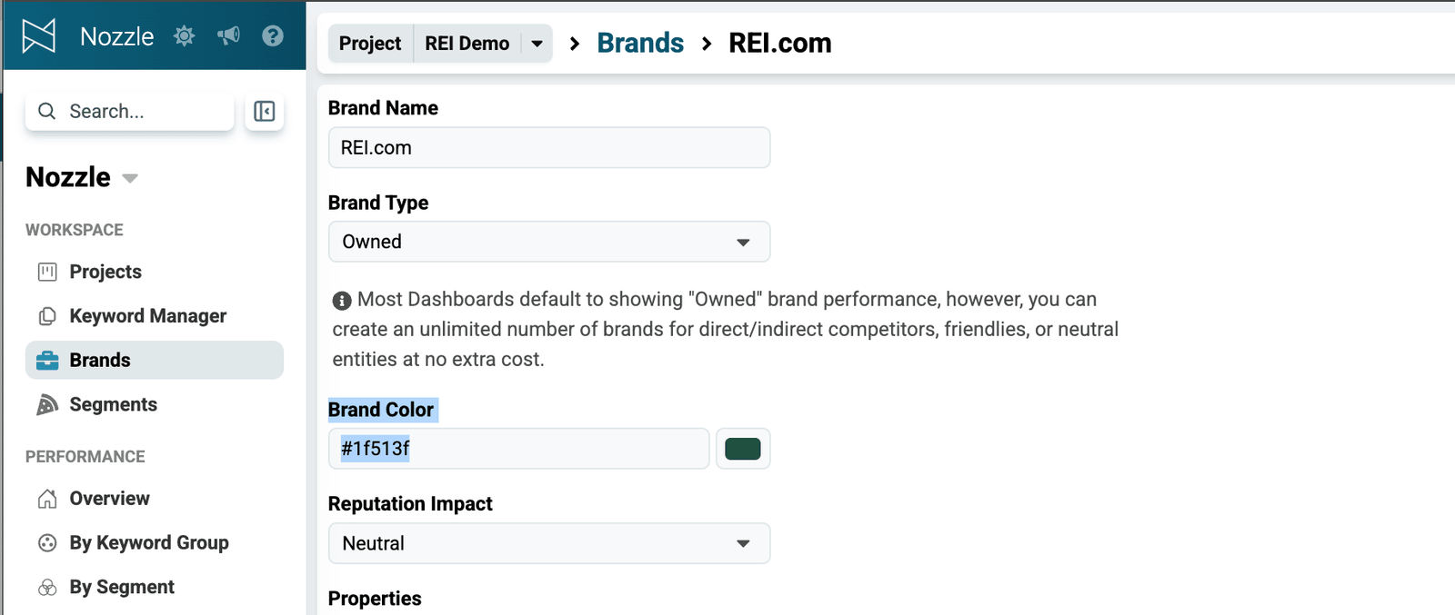 Brand Color field in Brands Manager