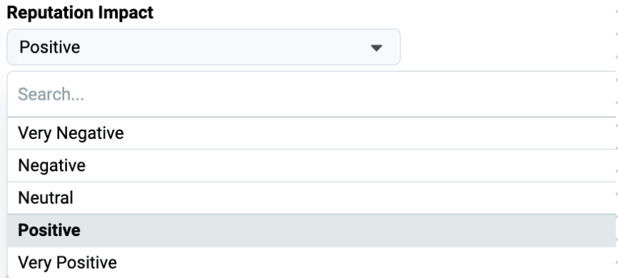 Reputation Impact options used to color results positive, neutral, or negative