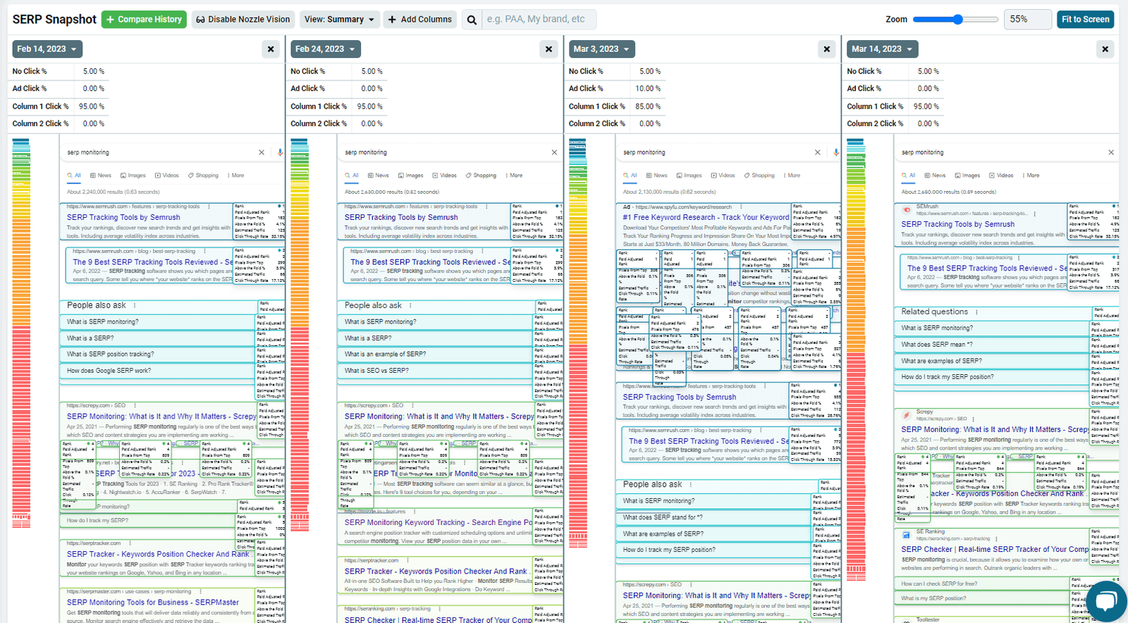 Compare History button for adding more snapshot dates