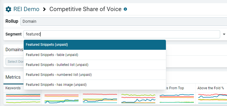 Choose to analyze featured snippets