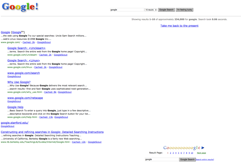 Google Search 1998