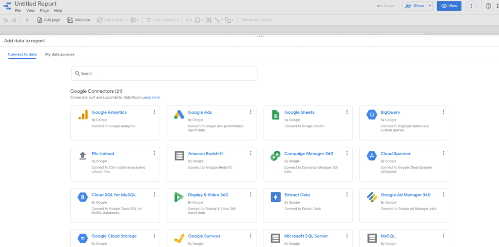 connect your data to create reports