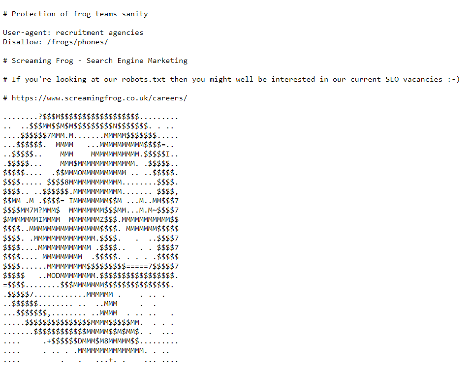 Screaming frog fun robots.txt