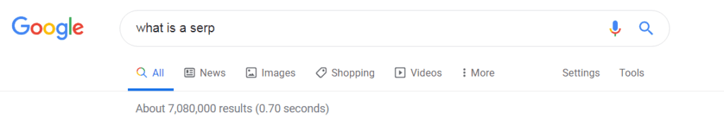 What is a SERP google search