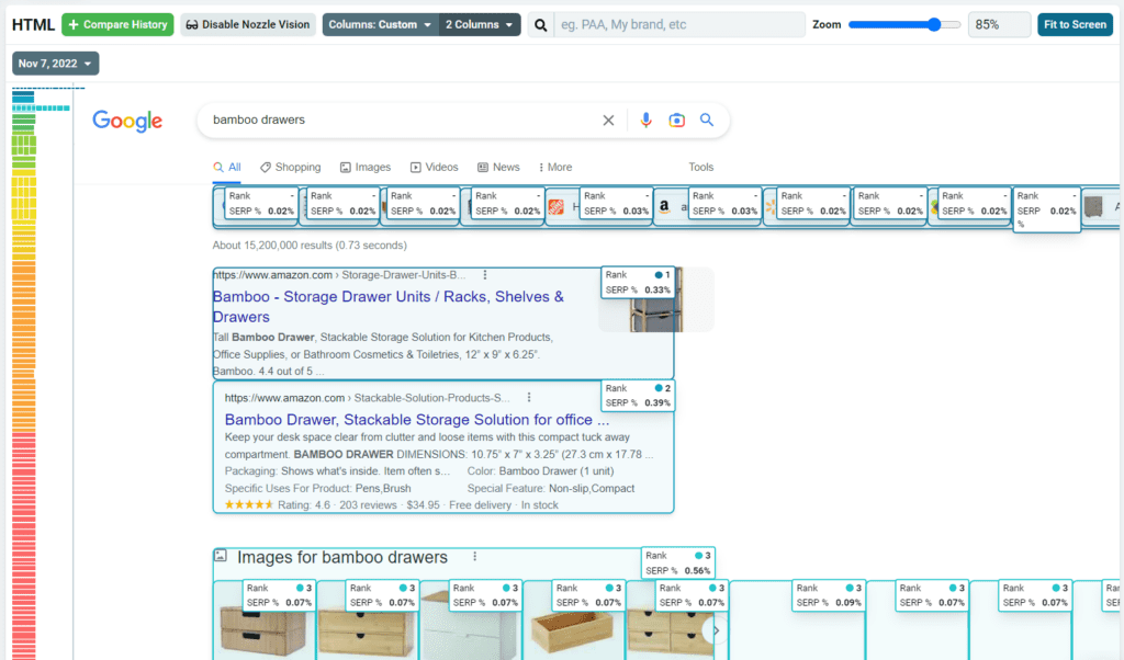 SERP HTML bamboo drawers Nozzle Vision