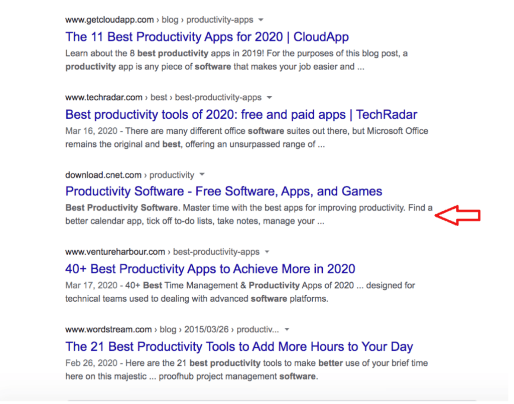 On page optimization Add the keyword in your meta description SERP Screenshot