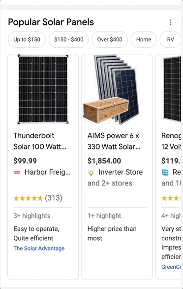 solar panels product pack