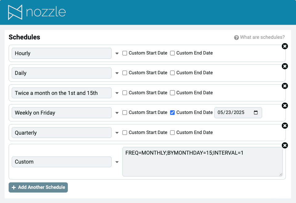 control keyword schedule