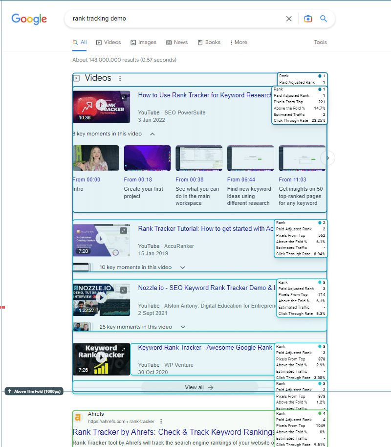 all vids above the fold