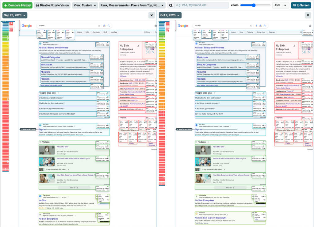 orm seo tracker - side by side serp comparison